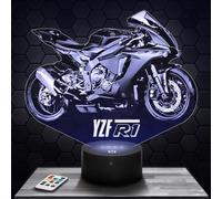 Lampephoto.fr - Lampe 3D Moto R1, Idée Cadeau Fan Moto, Veilleuse Tactile Led Illusion, Effet Hologramme 3D, Idée Cadeau Noël Anniversaire Garçon et Fille, Déco Chambre Adulte Enfant TOP