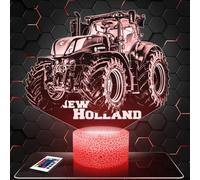 Lampephoto.fr - Lampe 3D N. Holland Tracteur Agricole, Idée Cadeau Agriculteur, Veilleuse Tactile Led, Effet Hologramme 3D, Idée Cadeau Noël Anniversaire Garçon et Fille, Déco Chambre TOP