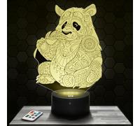 Lampephoto.fr - Lampe 3D Panda Mandala Animal, Veilleuse Tactile Led Illusion, Effet Hologramme 3D, Idée Cadeau Noël Anniversaire Garçon et Fille, Chambre d'Enfant ou Adulte