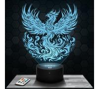 Lampephoto.fr - Lampe 3D Phénix Cadeau Phénix Oiseau Renaissance Résurrection Phoenix, Veilleuse Tactile Led, Effet Hologramme 3D, Idée Cadeau Noël Anniversaire Garçon ou Fille
