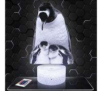Lampephoto.fr - Lampe 3D Pingouin Décoration Animal Manchot, Idée Cadeau Homme Femme, Objet Pingouin Veilleuse Adulte Déco Chambre, Idee Cadeau Noel Homme Femme Original, Effet Hologramme