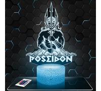 Lampephoto.fr - Lampe 3D Poséidon Mythologie Dieu Grèce Antique Olympe, Idée Cadeau Mythologie, Veilleuse Tactile Led, Effet Hologramme 3D, Idée Cadeau Noël Anniversaire Garçon et Fille, Déco Chambre