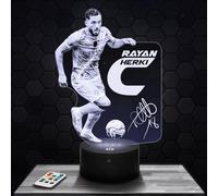 Lampephoto.fr - Lampe 3D R. Cherki Manchester Footballeur International Français, Veilleuse Tactile Led Foot, Effet Hologramme 3D, Idée Cadeau football Noël Anniversaire Garçon ou Fille