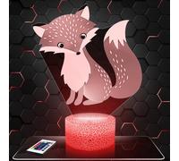 Lampephoto.fr - Lampe 3D Renard Animal, Veilleuse Tactile Led Illusion, Effet Hologramme 3D, Idée Cadeau Noël Anniversaire Garçon et Fille, Chambre d'Enfant ou Adulte
