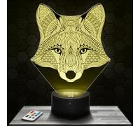Lampephoto.fr - Lampe 3D Renard Mandala Géométrique Animal, Veilleuse Tactile Led Illusion, Effet Hologramme 3D, Idée Cadeau Noël Anniversaire Garçon et Fille, Chambre d'Enfant ou Adulte
