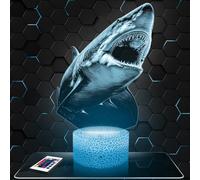 Lampephoto.fr - Lampe 3D Requin Décoration Animal Marin, Idée Cadeau Homme Femme, Objet Requin Veilleuse LED Adulte Déco Chambre, Idee Cadeau Noel Homme Femme Original, Effet Hologramme