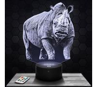 Lampephoto.fr - Lampe 3D Rhinocéros Décoration Animal Sauvage Afrique, Idée Cadeau Homme Femme Objet Rhinocéros Veilleuse Adulte Déco Chambre, Idee Cadeau Noel Homme Femme Original, Effet Hologramme