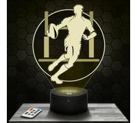 Lampephoto.fr - Lampe 3D Rugby Veilleuse Tactile Led Sport Collectif, Effet Hologramme 3D, Idée Cadeau football Noël Anniversaire Garçon