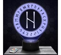 Lampephoto.fr - Lampe 3D Rune Hagalaz Cadeau Rune Hagalaz Alphabet Magie Vikings, Veilleuse Tactile Led, Effet Hologramme 3D, Idée Cadeau Noël Anniversaire Garçon ou Fille, Objet décoration chambre