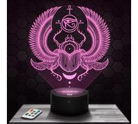 Lampephoto.fr - Lampe 3D Scarabée Egyptien, Décoration Talisman Egypte, Veilleuse Tactile Led Illusion, Effet Hologramme 3D, Idée Cadeau Noël Anniversaire Garçon et Fille, Décoration Chambre TOP