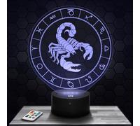 Lampephoto.fr - Lampe 3D Signe Astrologique - Scorpion, Cadeau Fan Astrologie, Veilleuse Tactile Led Illusion, Effet Hologramme 3D, Idée Cadeau Noël Anniversaire Garçon et Fille