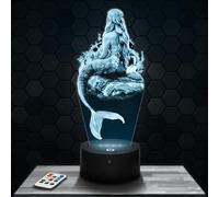 Lampephoto.fr - Lampe 3D Sirène Mermaid, Veilleuse Tactile Led, Effet Hologramme 3D, Idée Cadeau Noël Anniversaire Garçon ou Fille, Objet décoration chambre