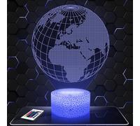 Lampephoto.fr - Lampe 3D Terre, Globe Terrestre, Veilleuse Tactile Led Illusion, Effet Hologramme 3D, Idée Cadeau Noël Anniversaire Garçon et Fille, Décoration chambre d'Enfant