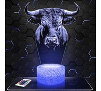 Lampephoto.fr - Lampe 3D Tête de Taureau Décoration Collection Animal, Taureau Idée Cadeau Homme Femme, Objet Tête de Taureau Veilleuse LED, Déco Chambre, Idee Cadeau Noel Homme Femme Original, TOP