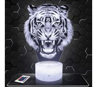 Lampephoto.fr - Lampe 3D Tigre Décoration Animal Sauvage Afrique Félin, Idée Cadeau Homme Femme Objet Tigre Veilleuse Adulte Déco Chambre, Idee Cadeau Noel Homme Femme Original, Effet Hologramme, TOP