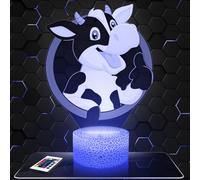 Lampephoto.fr - Lampe 3D Vache Dessin Animal, Idée Cadeau deco Animal Vache Lampe LED Décoration Bureau Salon Homme Idée Cadeau Noel Fan de Vache, Effet Holorgamme