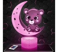 Lampephoto.fr - Lampe 3D, Veilleuse Enfants Lune Ourson Jeunesse Decoration Chambre d'Enfant, Idée Cadeau Noel Garçon Fille 4, 5, 6, 7, 8, 9, 10 Ans, Lampe LED Lune ourson Jeunesse