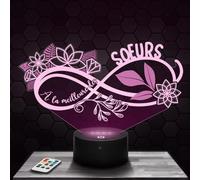 Lampephoto.fr - Lampe 3D, Veilleuse LED, Cadeau Infini À La Meilleure des Sœurs, Présent Femme, La Meilleure Sœur, La Meilleure Frangine, Cadeau Soeur, Cadeaux Petite Soeur, Cadeaux Grande Soeur