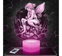 Lampephoto.fr - Lampe 3D Veilleuse pour Enfants Fée decoration Chambre d'Enfant, Idée Cadeau Noel Fille 4, 5, 6, 7, 8, 9, 10 Ans, Lampe LED de Chevet Fée Magique Légende, Effet Hologramme