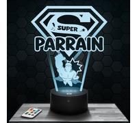 Lampephoto.fr - Lampe 3D, Veilleuse Tactile, Cadeau Super Parrain, Présent Homme, Idée Cadeau Noël, Trophée Super Parrain, Cadeaux Baptême, Cadeaux Annonce Grossesse