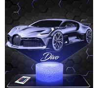 Lampephoto.fr - Lampe 3D Voiture Buga Divo Supercar Tuning, Idée Cadeau Fan Automobile, Veilleuse Tactile Led, Effet Hologramme 3D, Idée Cadeau Noël Anniversaire Garçon et Fille, Déco Chambre