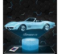 Lampephoto.fr - Lampe 3D Voiture Corv ette C3 Stingray C Idée Cadeau deco Supercar Sport Vehicule Tuning, Lampe deco Bureau Salon Voiture C3 Dée Cadeau Noel Fan de Voiture, Effet Hologramme, TOP