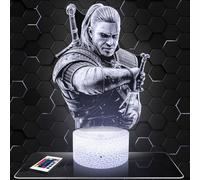 Lampephoto.fr - Lampe 3D Witcher Geralt, Décoration Chambre Garçon Fille, Gaming, Gamer, Jeux Video, Idée Cadeau Witcher Geralt, Décoration Lampe LED, Deco Bureau, Idée Cadeau Ado Original, TOP