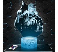 Lampephoto.fr - Lampe de chevet Cyberpunk, Veilleuse Tactile 3D LED, Idée Cadeau pour Enfants et Adultes, Lampe de Nuit en Plastique Transparent avec Accents Neon