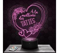 Lampephoto.fr Lampe de chevet, Veilleuse tactile, Cadeau coeur à la meilleure des taties, la Meilleure Tatie, super tatie, cadeau femme, idée cadeau Noël, anniversaire, cadeau original, cadeau tatie