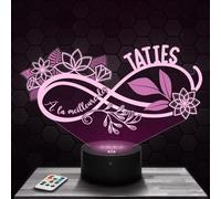 Lampephoto.fr Lampe de chevet, Veilleuse tactile, Cadeau infini à la meilleure des taties, la meilleure tatie, super tatie, cadeau femme, idée cadeau original, idée cadeau Noël, lumineux, cadeau tatie