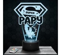Lampephoto.fr Lampe de chevet, Veilleuse tactile super papy, idée cadeau Noël, le Meilleur Grand Père, le meilleur papi, trophée super papy, idée cadeau fête des grands pères