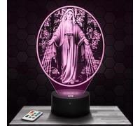 Lampephoto.fr - Lampe LED Vitrail Vierge Marie Religion, Idée Cadeau Deco Catholique Chrétien Christ, Lampe Deco Bureau Vierge Marie Religion, Lampe LED, Cadeau Noel Chrétien, Effet Hologramme, TOP