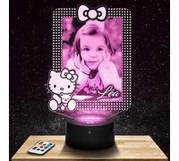 Lampephoto.fr Veilleuse Photo 3D Personnalisée par gravure laser, idéal Cadeau Naissance,Baptême, Anniversaire, Texte Personnalisable, Lampe enfant Personnalisée sur plexiglass … (Hello kitty)