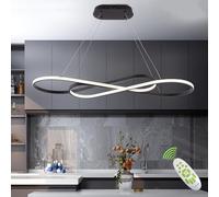 Lampes à Couronne à LED Noires à Intensité Variable pour Salles à Manger, Lumières au Dessus de la Table, éclairage D'îlot de Cuisine Moderne avec Télécommande, Lampes de Plafond à Hauteur Réglable