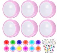 Lampes À Encastrer, 6 Rgbw, Éclairage Sans Fil Pour Armoires, 16 Couleurs, Veilleuse Led, Avec Télécommande Et Fonction De Minuterie, À Piles, À Intensité Variable, Éclairage D'Escalier