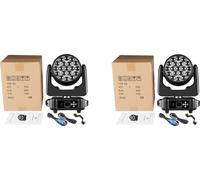 Lampes à tête mobile, 19x15W RGBW,DMX, activées par le son, 2PCS lumières, fiche EU