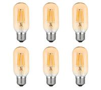 Lampes Ampoule a Filament Edison E27 LED 6W T45 Vintage Deco Retro Blanc Chaud avec Abat Jour de Verre de Revêtue Rétro, 40W halogen Remplacement, Lot de 6