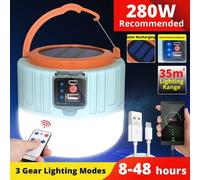 Lampes camping,Ampoule solaire LED Rechargeable par USB,lanterne d'urgence Portable pour tente extérieure,Camping- 280W with remote