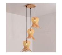 Lampes de Bureaunsion Bohème En Osier Tressé - Rusten Bambou Tressé -Pendu En Rotin À 3 Lumières Pour Salle À Manger - Au-Desde La Table - Pour Entrée, Cuisine Ou Salle À Manger de Style Campagnard/E