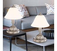 Lampes de Chevet Accumulateur Luminaire Table Albâtre Verre Argent Touch 2er Set