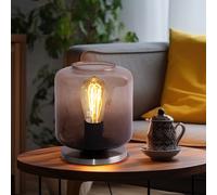 Accumulateur Luminaire Lampe de Table Chevet Métal Nickel Mat Verre Braun E27