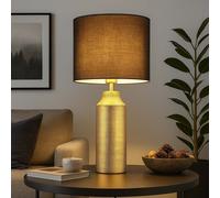 Lampe de table céramique or Lampe d'appoint abat-jour textile noir Lampe de table salon Moderne, douille E27, DxH 30,5x61 cm