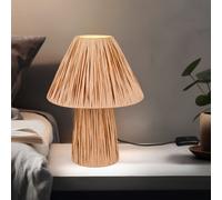 Lampe de chevet Lampe de table papier brun Lampe de table 2 flammes Lampe de chambre à coucher Lampe de lecture, 2x E14, DxH 24 x 31 cm