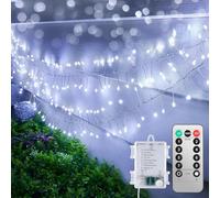 Lampes de fées à piles avec télécommande - Fil de cuivre - Étanche - Guirlande en étoile - Pour chambre à coucher, couronne, fenêtre, mariage, sapin de Noël - Blanc