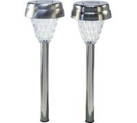 Lampes de jardin à LED Minuterie solaire Lampe d'extérieur Blanc chaud H35cm 4pcs