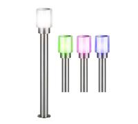 Lampes de jardin extérieur lampe d'extérieur argentée lampadaire éclairage de chemin, télécommande dimmable, acier inoxydable métal blanc clair, IP54, 1x LED RGB 8,5W 806Lm blanc chaud, DxH 12x80cm