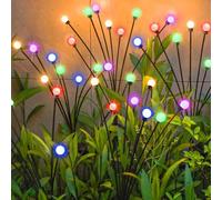 Lampes de Jardin,lampes RGB à changement de couleur, 2PCS Lumières Solaires Lucioles 8 LED IP65 Étanche, Lampes Solaires d'Extérieur, Passage, Anniversaire, Décoration de Fête, Blanc Chaud