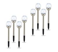 Lampes de jardin, lot de 8, Boule verre, lampes solaires effet calcin, imperméable, lumière blanche, argent