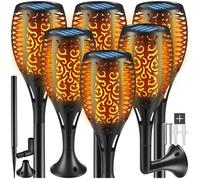 Lampes de jardin - TECTAKE - Lot de 6 lampes solaires FLARE LED avec design flamme, automatiques et résistantes, supports inclus