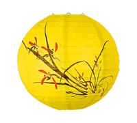 Lampes de Lanterne en Papier de 12 Pouces Lanterne en Papier Ronde Chinoise avec Cadre en métal Lanternes suspendues Décorations de lanternes en Papier Chinoises Portables (Jaune)